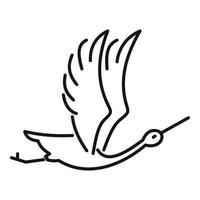 Fly stork icon outline vector. White bird vector