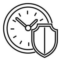 Protect time icon outline vector. Safe clock vector