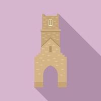 Brick tower icon flat vector. Medieval fort vector