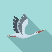 Delivery stork icon flat vector. Baby bird vector