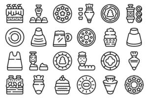 Icing nozzles icons set outline vector. Cake decoration vector