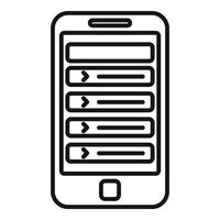 Smartphone playlist app icon outline vector. Player interface vector