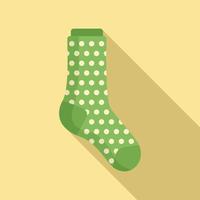 Dotted sock icon flat vector. Winter sport sock vector