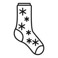 vector de contorno de icono de calcetín de copo de nieve. diseño de algodón