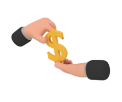 3d illustration of giving dollar profit communication png