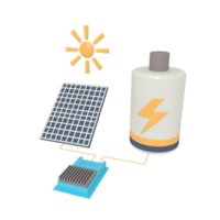 3D-Darstellung zum Aufladen der Batterie mit einem Solarpanel png