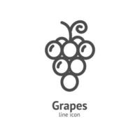 Grapes Berry Black Thin Line Icon Concept. Vector