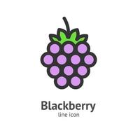 Blackberry Berry Color Thin Line Icon Concept. Vector