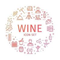 Wine Round Design Template Thin Line Icon Concept. Vector