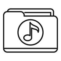 vector de contorno de icono de lista de reproducción de escucha. canción de la música