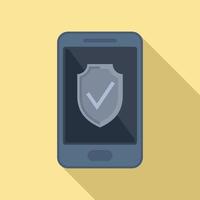 Smartphone protection icon flat vector. Online phone vector