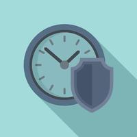 Protect time icon flat vector. Safe clock vector