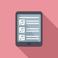 Tablet playlist icon flat vector. Song list app vector