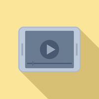 Play video tablet icon flat vector. Watching player vector