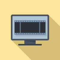 Fast video edit icon flat vector. Cinema film vector