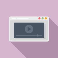 Browser video play icon flat vector. Media stream vector