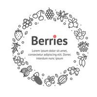 Berries Round Design Template Thin Line Icon Concept. Vector