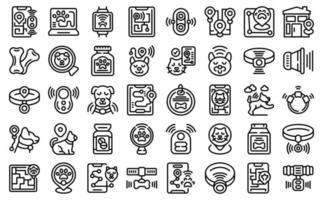 Pet tracker icons set outline vector. Animal care vector