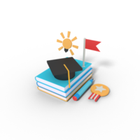 3d Illustration of graduation education book png