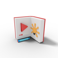 3d Illustration of learning video book png