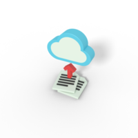 3d illustration of upload document on cloud png