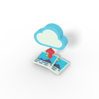 3d illustrazione di caricare immagine su nube png