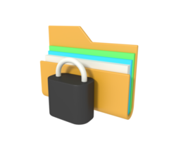 verrouillage du dossier avec cadenas 3d illustration png