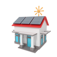 3d illustratie van huis met zonne- paneel png