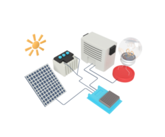 3d illustration of illustration of a solar panel working scheme png