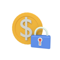 3d illustration of payment padlock security png