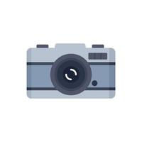 Travel camera icon flat isolated vector