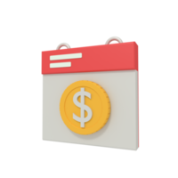 3d illustration of payment schedule on calendar png