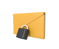 lock the envelope with a padlock 3D Illustration png