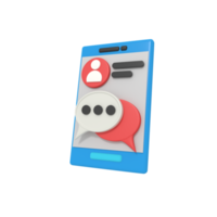 3d illustration av kommunikation profil avatar på telefon png