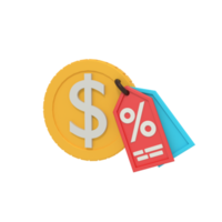 3d illustration of payment discount png