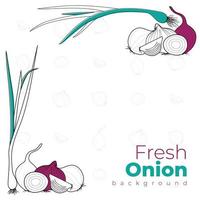 White Background with Onion and leek in line art design for healthy food template design vector