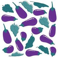 Print pattern background design with eggplant in flat design for healthy food background design vector