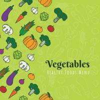 diseño de fondo de verduras con estampado de verduras en fondo verde vector