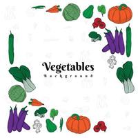 Background template design with vegetables in colorful design vector