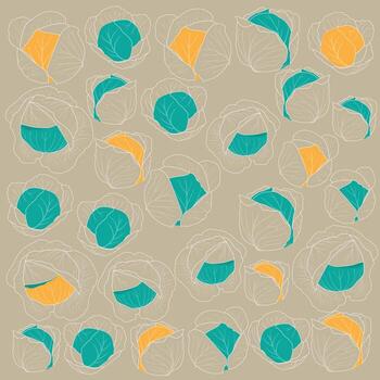 Print pattern background with line art of cabbage design for kitchen wallpaper design vector