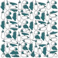 Eggplant print pattern background with line art of eggplant and eggplant leaf design vector