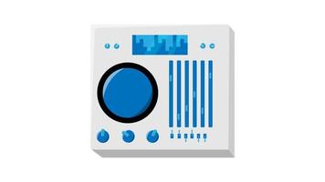 Old retro isometry vintage white audio music equipment vinyl dj board with sliders and cranks and buttons from the 70s, 80s, 90s. Vector illustration