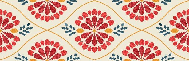 Motif ethnic handmade border beautiful art. Ethnic leaf floral background art. folk embroidery, Mexican, Peruvian, Indian, Asia, Moroccan, Turkey, and Uzbek style. Aztec geometric art ornament print. vector