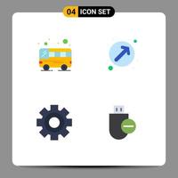Set of 4 Commercial Flat Icons pack for bus setting arrow up right computers Editable Vector Design Elements