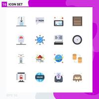 Modern Set of 16 Flat Colors Pictograph of parking machine message shipping commerce Editable Pack of Creative Vector Design Elements