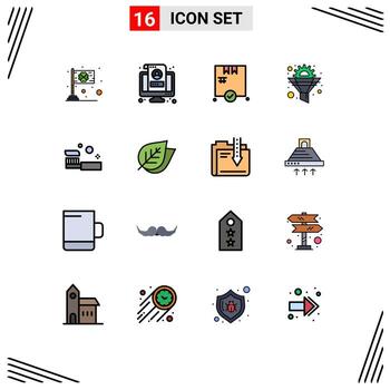 paquete de líneas rellenas de color plano de 16 símbolos universales de filtro de pantalla de embudo de optimización comprobar elementos de diseño de vectores creativos editables