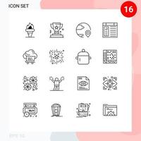 16 Universal Outline Signs Symbols of page app prize shipping global Editable Vector Design Elements