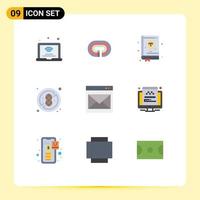 Flat Color Pack of 9 Universal Symbols of contact nuts no peanuts track healthy learning Editable Vector Design Elements