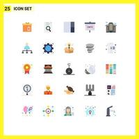 Pictogram Set of 25 Simple Flat Colors of work office layout building laboratory Editable Vector Design Elements