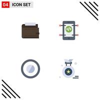 Pack of 4 Modern Flat Icons Signs and Symbols for Web Print Media such as wallet web money mobile medicine Editable Vector Design Elements